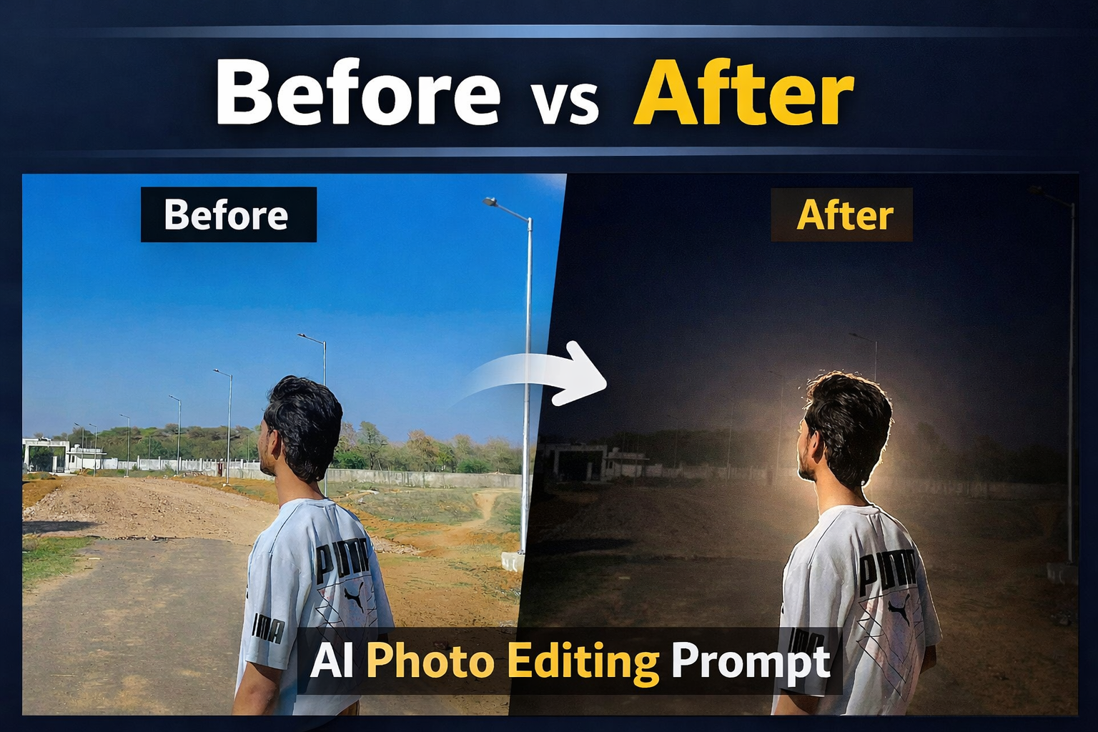 Viral Glow Effect AI Photo Editing Prompt (Before vs After)